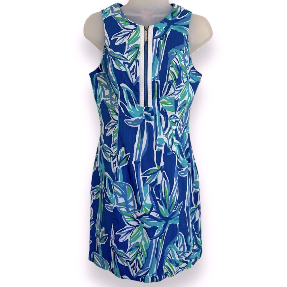 LILLY PULITZER Penelope Shift Dress Blue Crush Bamboo Print Size 2